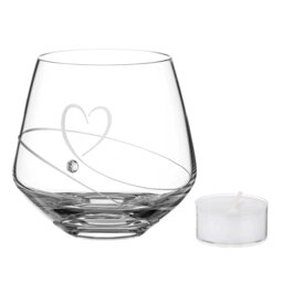 Rackhams Romance Heart Tea Light Holder Adorned with Crystals by Swarovski® - Made From Premium Lead Free Crystal Glass