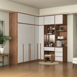 Rackhams Nascimento Corner Wardrobe, Tall Wardrobe, L Shape Wardrobe With Dressing Table - 150cm + 130cm - thumbnail 3