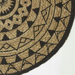 Rackhams Natural & Black Mandala Braided Jute Rug - 120 cm Round - thumbnail 4