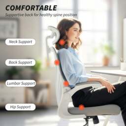 Rackhams Ergonomic Office Chair, Computer Chair with Foldable Backrest, Grey - thumbnail 5