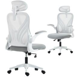 Rackhams Ergonomic Office Chair, Computer Chair with Foldable Backrest, Grey