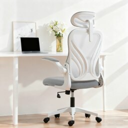 Rackhams Ergonomic Office Chair, Computer Chair with Foldable Backrest, Grey - thumbnail 4