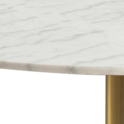 Rackhams Corby Round Dining Table with White Polished Marble Top & Gold Base - Gold - No - White - thumbnail 4
