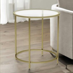 Rackhams Round Coffee Table With Glass Top Gold - thumbnail 2