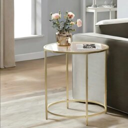 Rackhams Round Coffee Table With Glass Top Gold - thumbnail 1