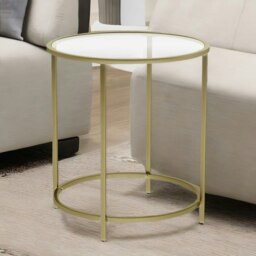 Rackhams Round Coffee Table With Glass Top Gold - thumbnail 3