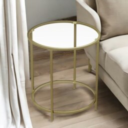 Rackhams Round Coffee Table With Glass Top Gold - thumbnail 4