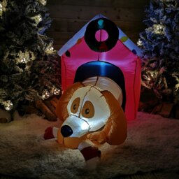 Rackhams 1.2m Inflatable Light Up LED Indoor Outdoor Dog House Christmas Decoration