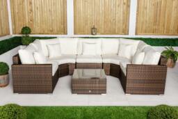 Rackhams Santorini 5 Seat Modular Sofa Rattan Garden Furniture Set Outdoor Lounge Coffee Table - Grey - 1 - thumbnail 4