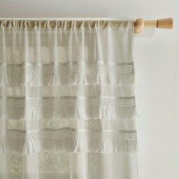 "Rackhams Izmir Stone Tab Top Voile - Grey - 55x54"" - Voile Panel" - thumbnail 2