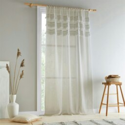 "Rackhams Izmir Stone Tab Top Voile - Grey - 55x54"" - Voile Panel" - thumbnail 1