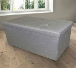 Rackhams Linen Storage Ottoman - 76cm x 38cm Foldable - Grey - thumbnail 2