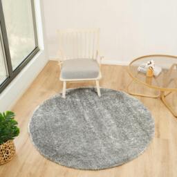 Rackhams Cloudy Shag-Solid Color Dark Grey Plush Soft Pile Rug - 120cm_diameter - thumbnail 1