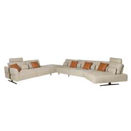 Rackhams Modular corner sofa in sand fabric 6273/6274 - Sand - Black - Right Modular