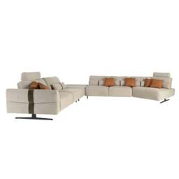 Rackhams Modular corner sofa in sand fabric 6273/6274 - Sand - Black - Right Modular - thumbnail 2