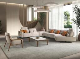 Rackhams Modular corner sofa in sand fabric 6273/6274 - Sand - Black - Right Modular - thumbnail 4