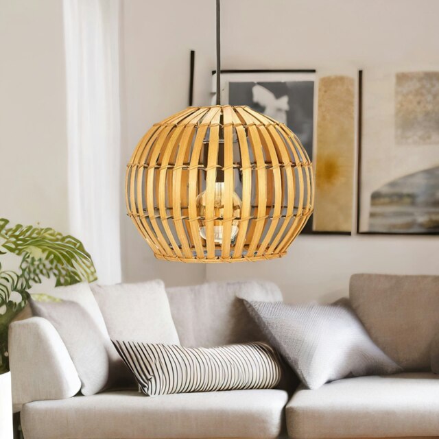 Rackhams Bambo Wicker Scandi Ceiling Light Pendant Shade Natural Brown - image 1