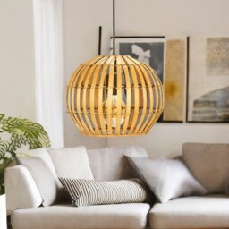 Rackhams Bambo Wicker Scandi Ceiling Light Pendant Shade Natural Brown