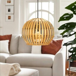 Rackhams Bambo Wicker Scandi Ceiling Light Pendant Shade Natural Brown - thumbnail 2