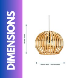 Rackhams Bambo Wicker Scandi Ceiling Light Pendant Shade Natural Brown - thumbnail 6