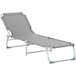 Rackhams Camping Cot Picnic Sun Lounger Portable Folding Chaise Chair Grey - 187 x 58 x 28 cm - 1 - Metal, Oxford cloth - thumbnail 2