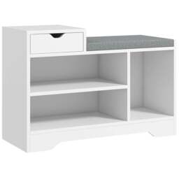 Rackhams Multi-Compartment Shoe Bench, with Seat - White - thumbnail 1