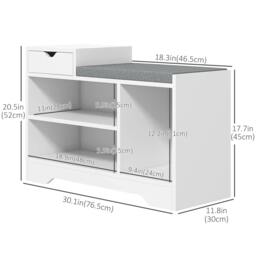 Rackhams Multi-Compartment Shoe Bench, with Seat - White - thumbnail 3