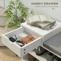 Rackhams Multi-Compartment Shoe Bench, with Seat - White - thumbnail 5