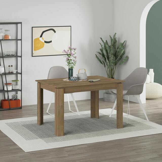 Rackhams Tolmen Dining Table Rectangular Extendable Table for 4 Seater Contemporary Kitchen Table 120cm Dining Room DarkOak Effect - Dark Oak - image 1