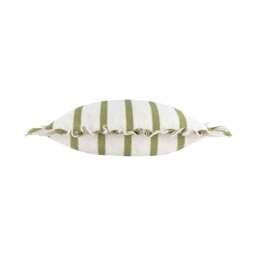 Rackhams Connie Ruffles Striped Cushion Cover - Olive - 35cm x 50cm - Olive - 85% Polyester/15% Linen - thumbnail 3