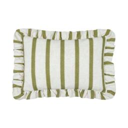 Rackhams Connie Ruffles Striped Cushion Cover - Olive - 35cm x 50cm - Olive - 85% Polyester/15% Linen