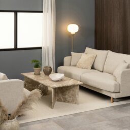 Rackhams Vega Rectangular Coffee Table with Brown Marble Top 140cm - 1 - Latte Brown Marble - Brown - thumbnail 3