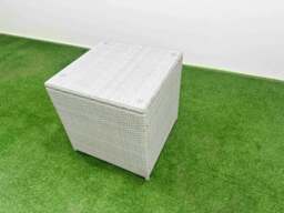 Rackhams PE Rattan Lounge Sofa Set 8 Seater Outdoor Garden Furniture Set with Dining Table Love Sofa 2 Big Footstools Side Table Light Grey - thumbnail 5