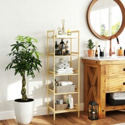 SernelifeHome 3-Tier Foldable Bamboo Hamper Shelf - Collapsible Storage Organizer, 17.5x13x43 Inches