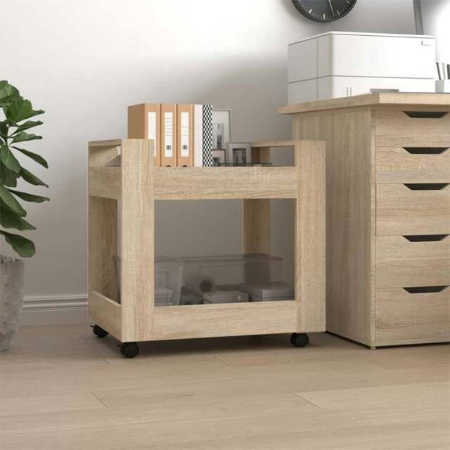 Rackhams Desk Trolley Sonoma Oak 60x45x60 cm Engineered Wood