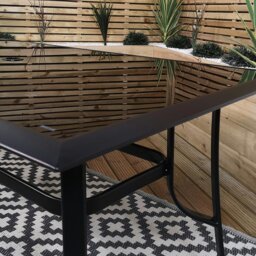 Rackhams Outdoor 4 Person Rectangular Glass Top Garden Patio Dining Table Chairs Set - Outdoor Furniture Sets - thumbnail 4