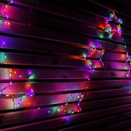Rackhams 2.6m Set of 10 Star Curtain Lights 227 Rainbow LEDs Microbrights String Lights - thumbnail 2