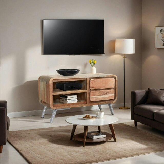 Rackhams Aaron Metal & Wood Medium TV Unit - 110 cm - 55 cm - Wood - image 1