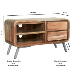 Rackhams Aaron Metal & Wood Medium TV Unit - 110 cm - 55 cm - Wood - thumbnail 4
