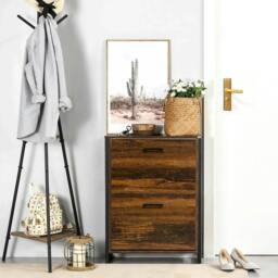 Rackhams 12-Shoe, Two-Door Storage Cabinet - Wood-Effect - thumbnail 2