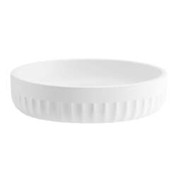 "Rackhams Freestanding White Round Soap Dish 12.2cm (4.8"") Diameter Wave Style Polyresin Soap Tray for Bath Shower Bathroom"
