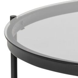 Rackhams Bayonne Round Coffee Table in Black with Smoked Glass Top - 1 - Black - Black - thumbnail 6