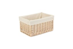 Rackhams Whitewash White Lined Wicker Storage Basket - Small - thumbnail 1
