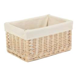 Rackhams Whitewash White Lined Wicker Storage Basket - Small - thumbnail 5