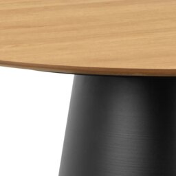 Rackhams Soli Round Dining Table in Oak/Black 120x75cm Included 4 Darlene Dining Chair with Armrest and Swivel Function in Green - Black - No - Brown - thumbnail 5