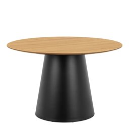 Rackhams Soli Round Dining Table in Oak/Black 120x75cm Included 4 Darlene Dining Chair with Armrest and Swivel Function in Green - Black - No - Brown - thumbnail 2