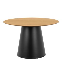 Rackhams Soli Round Dining Table in Oak/Black 120x75cm Included 4 Darlene Dining Chair with Armrest and Swivel Function in Green - Black - No - Brown - thumbnail 3