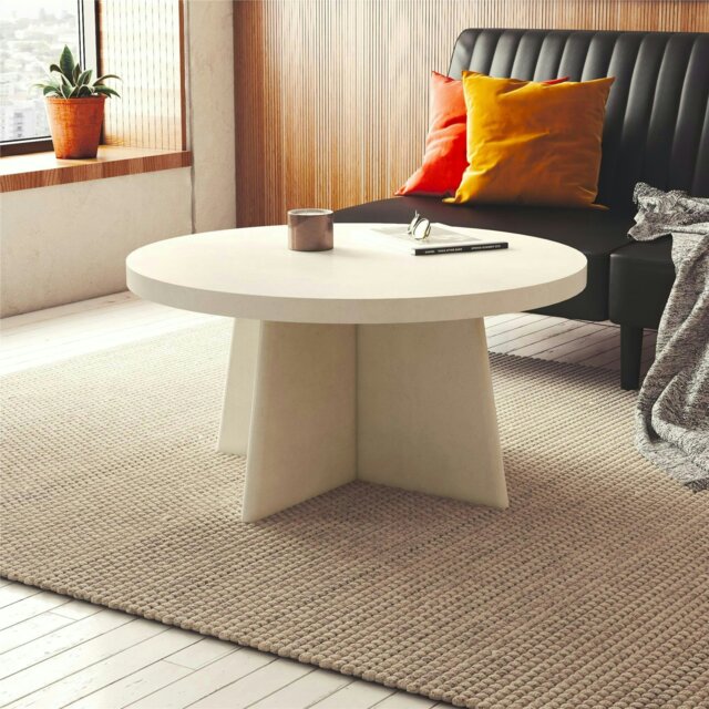 Rackhams Liam Round Coffee Table Plaster - White - image 1