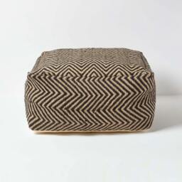 Rackhams Black and Cream Chevron Pattern Pouffe - 45 x 40 cm - thumbnail 6