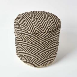 Rackhams Black and Cream Chevron Pattern Pouffe - 45 x 40 cm - thumbnail 3